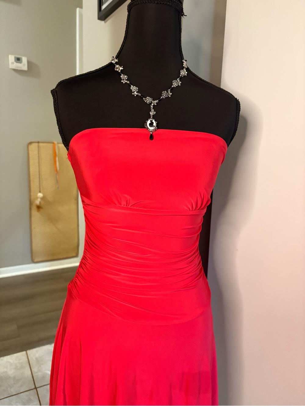 Strapless Ruched Red Mini Dress - Picture 3 of 10